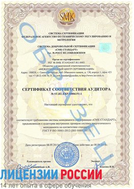 Образец сертификата соответствия аудитора №ST.RU.EXP.00006191-1 Южноуральск Сертификат ISO 50001
